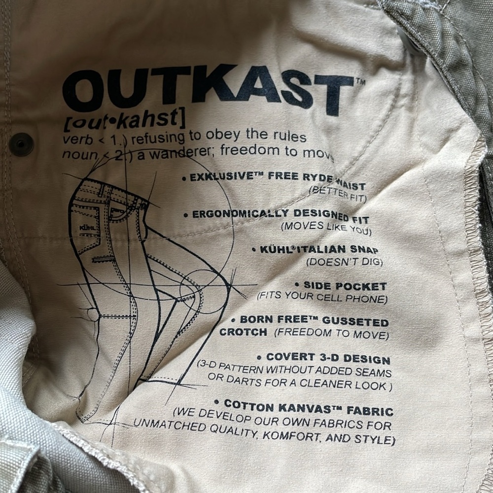 KUHL Outkast Canvas Pants Men’s 34x30 Workwear Outdoor Hiking Khaki Cargo - Picture 11 of 14